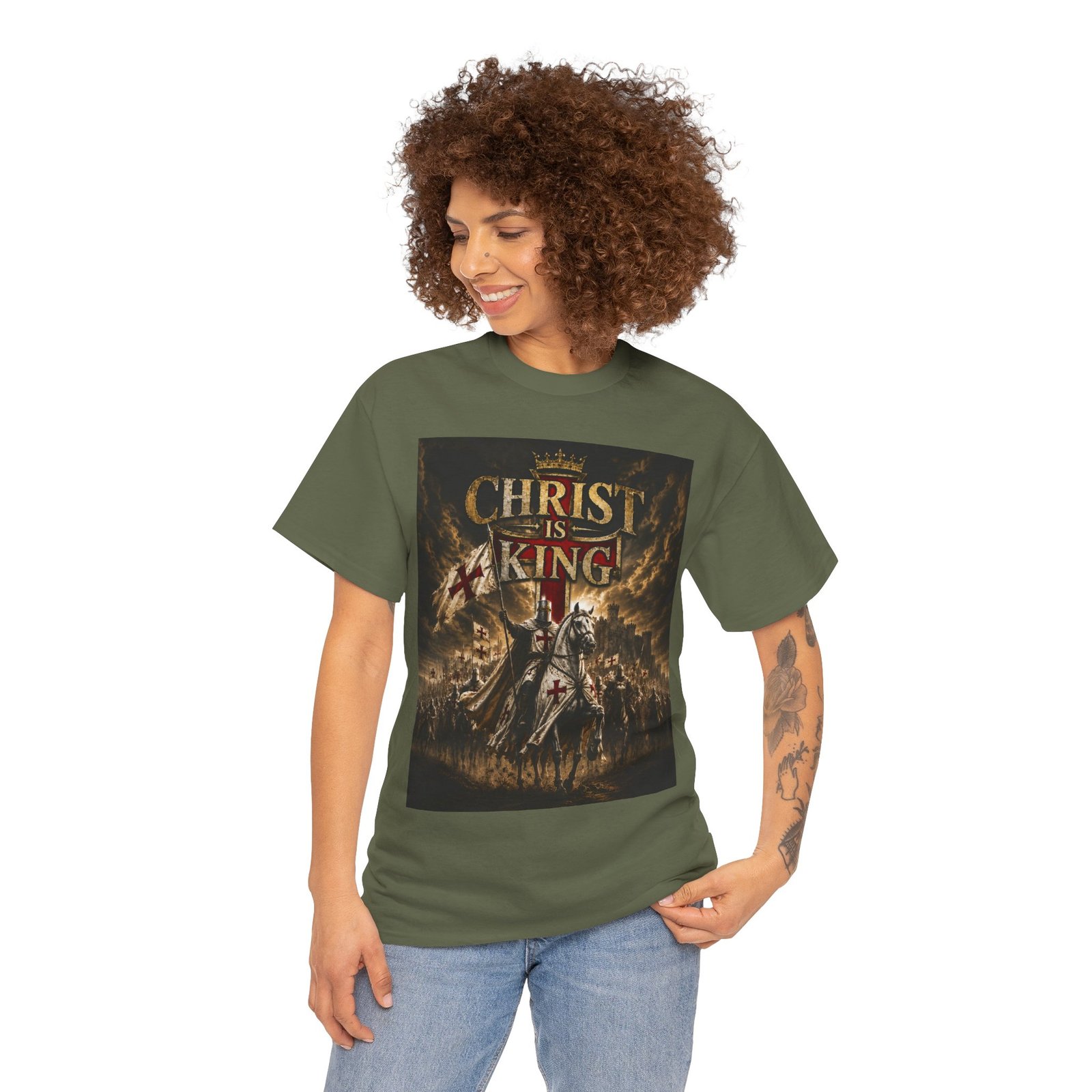Christ Is King T‑Shirt — Christian Faith Battle Graphic Tee - Image 65