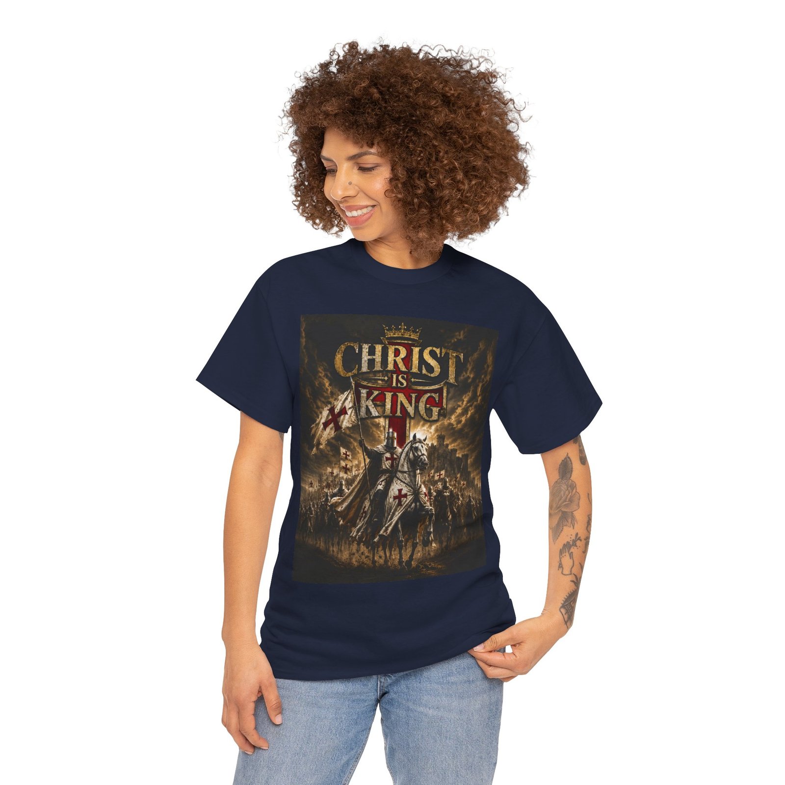 Christ Is King T‑Shirt — Christian Faith Battle Graphic Tee - Image 136