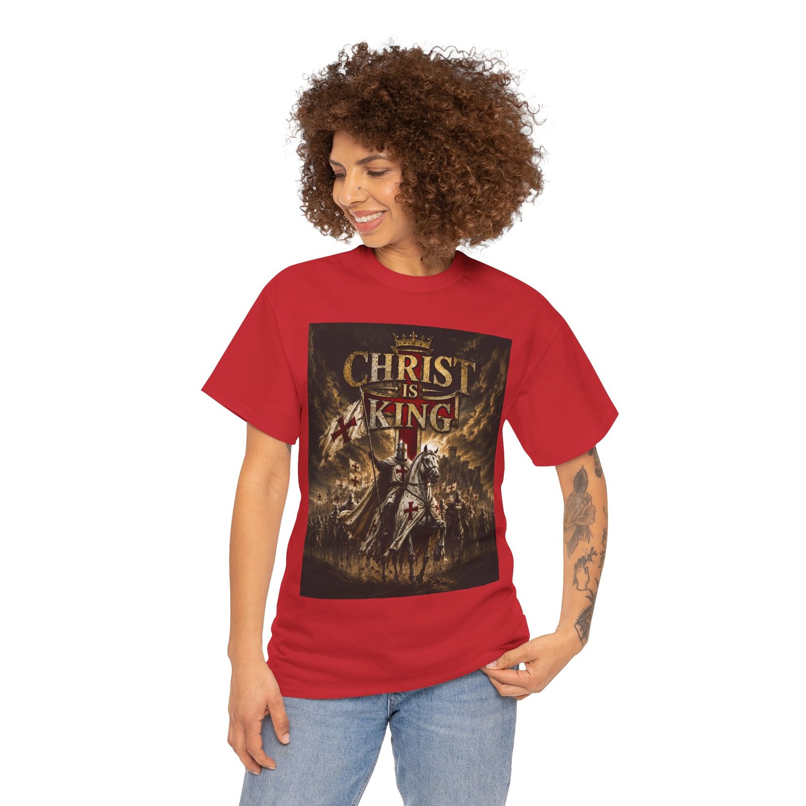 Christ Is King T‑Shirt — Christian Faith Battle Graphic Tee - Image 147