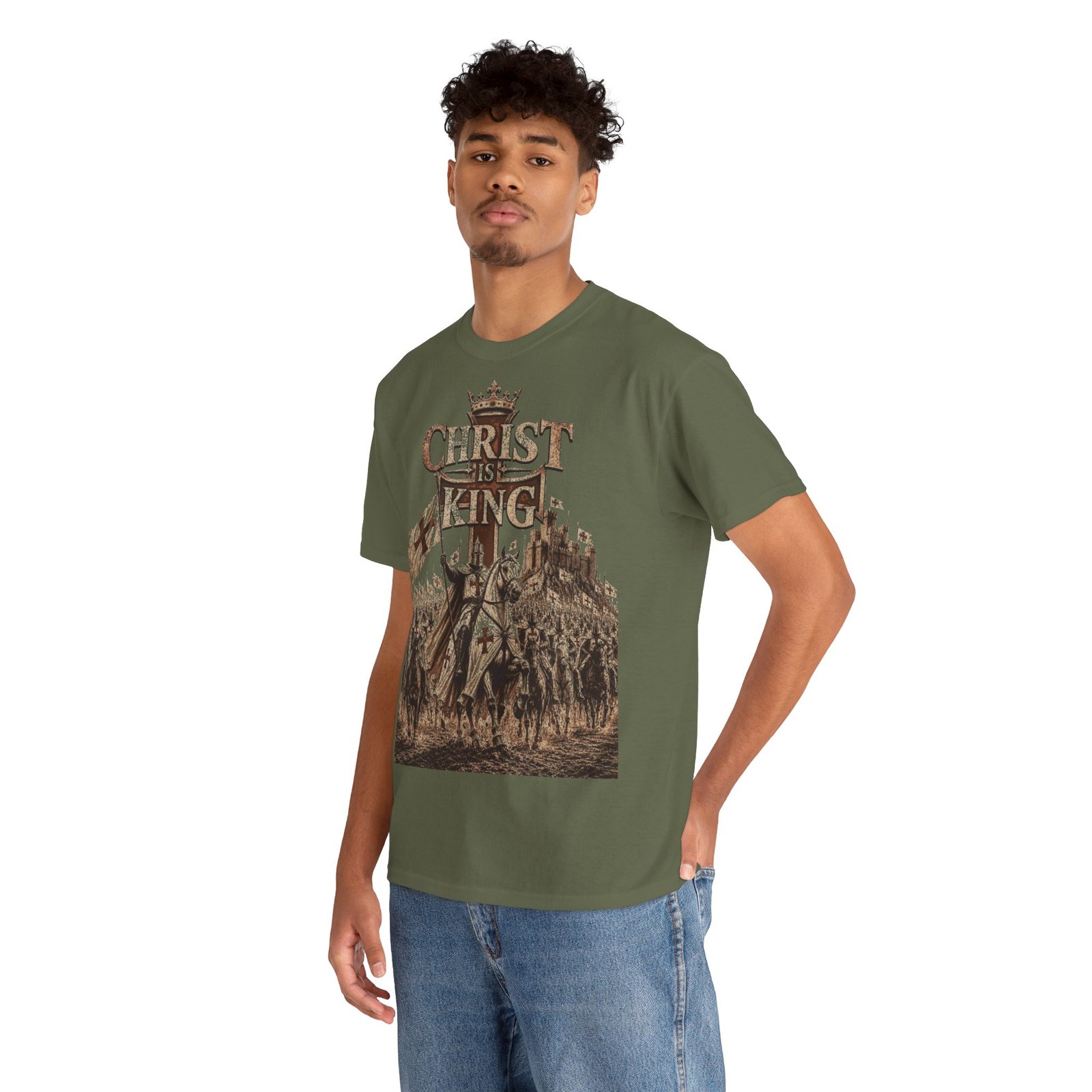 Christ Is King T‑Shirt — Medieval Crusader Faith Graphic Tee - Image 74