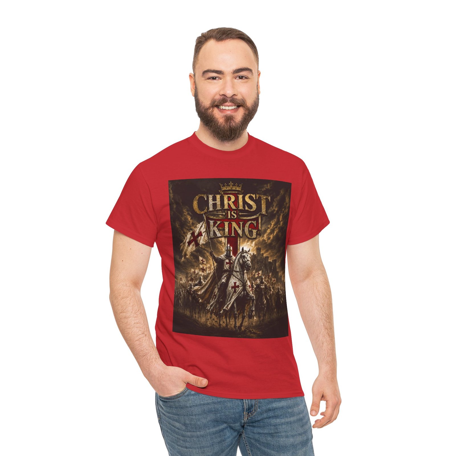 Christ Is King T‑Shirt — Christian Faith Battle Graphic Tee - Image 143