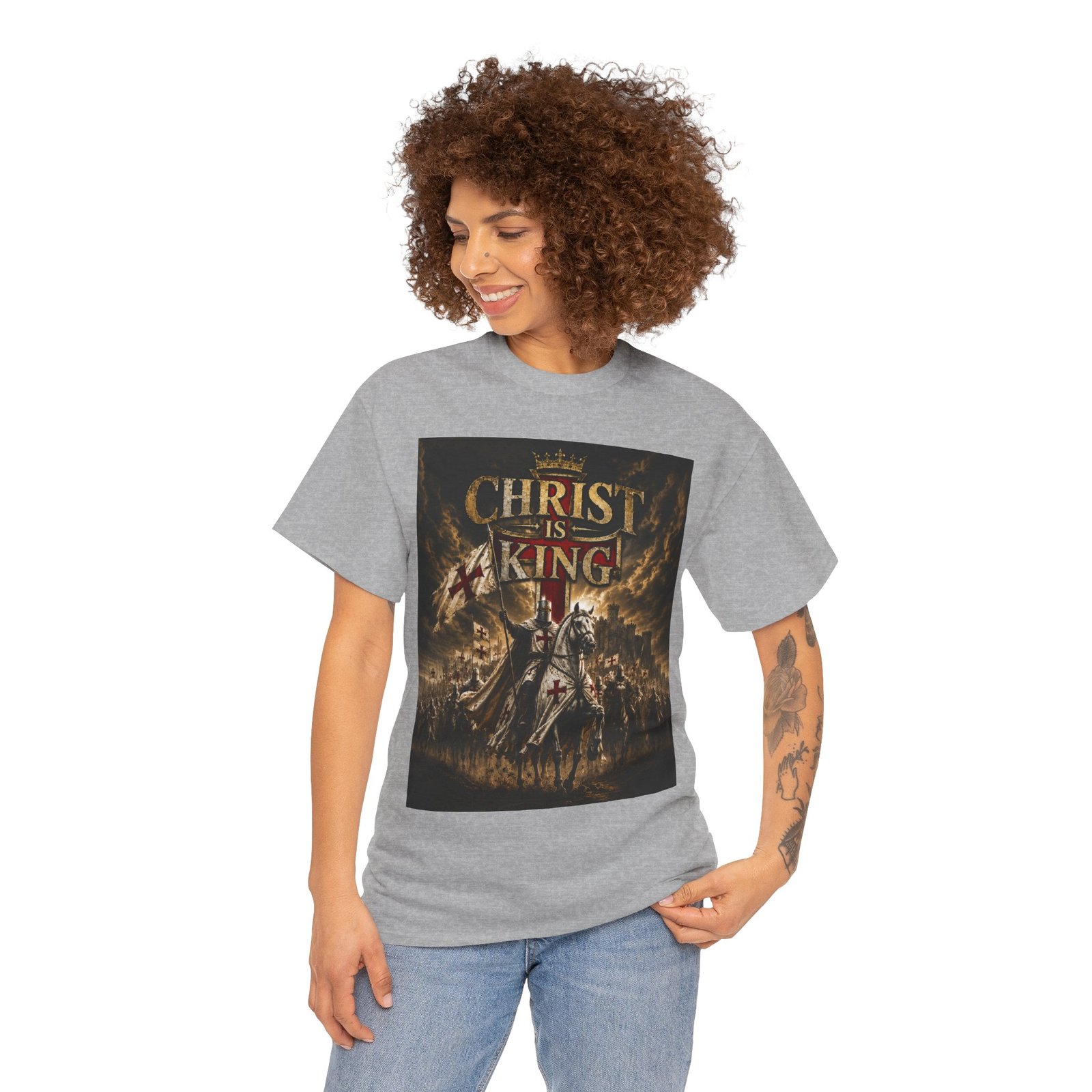 Christ Is King T‑Shirt — Christian Faith Battle Graphic Tee - Image 54