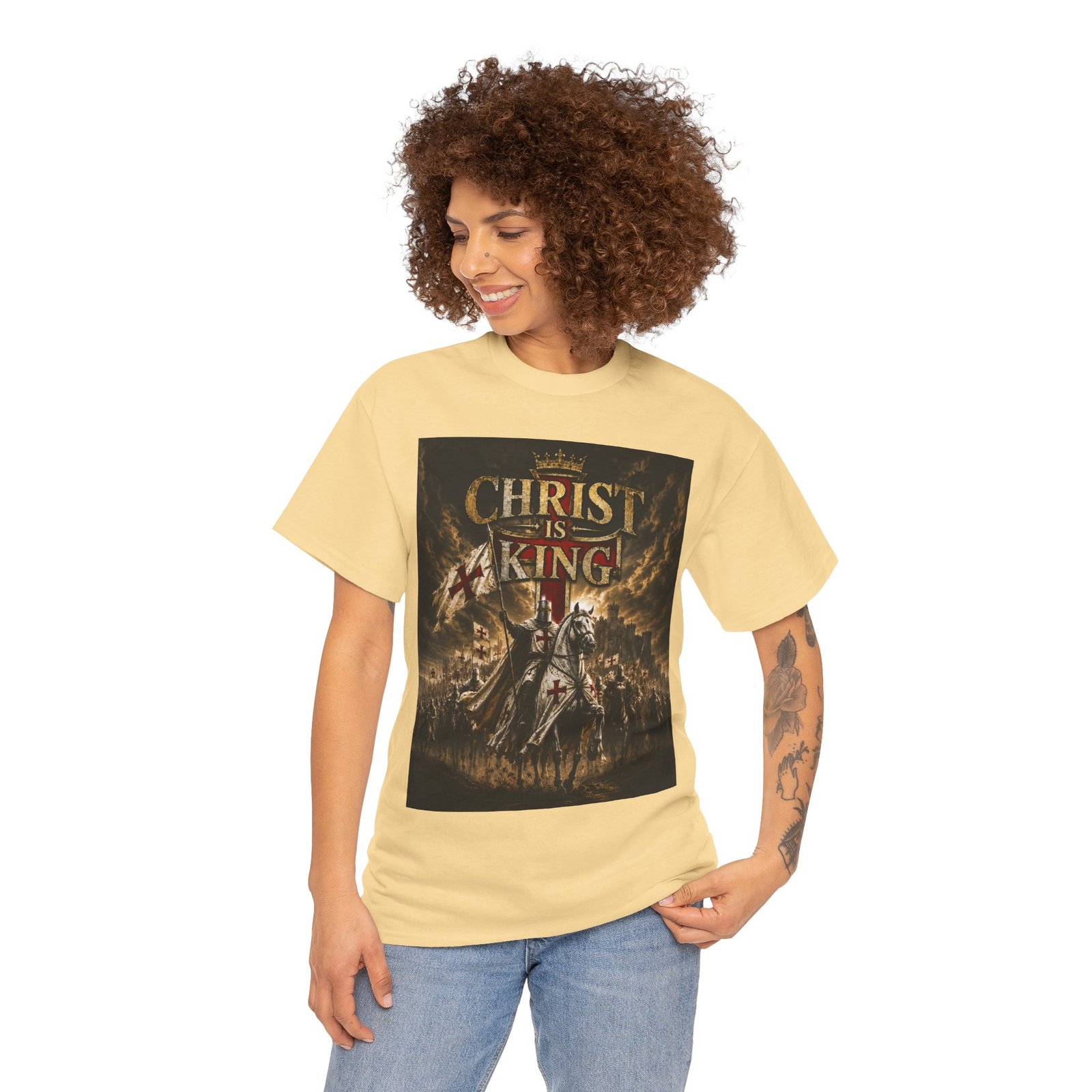 Christ Is King T‑Shirt — Christian Faith Battle Graphic Tee - Image 44